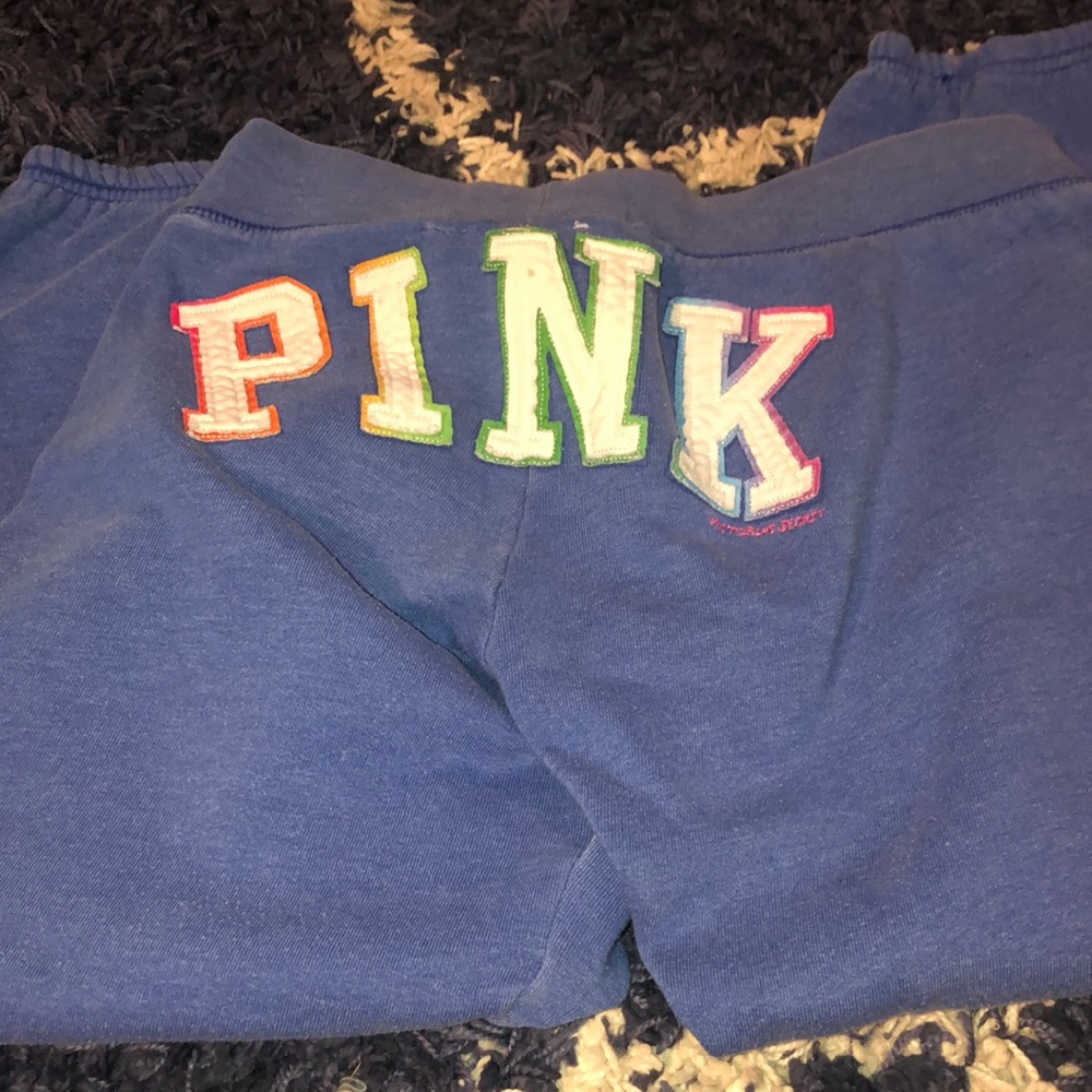 Pink crop joggers with rear rainbow detail